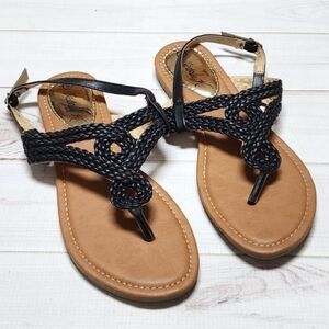 New Victoria K Women's Braided Design Black Sandals Size 9